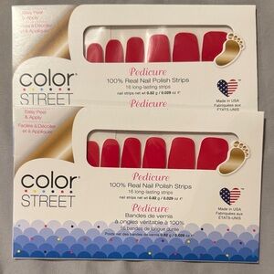 Sealed Color Street Vibrant Red Pedicure Nail Strips